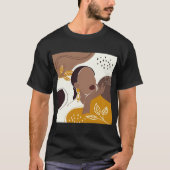 American Art, Leaf Girl Print, Black Woman T-Shirt (Vorderseite)
