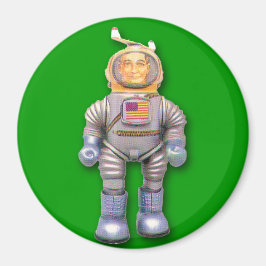 American Astronaut Toy Robot Round Magnet