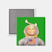 American Astronaut Toy Robot Square Magnet (Vorderseite/Rückseite)
