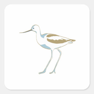 American Avocet Side View Abgeschieden WPA Art Pos Quadratischer Aufkleber