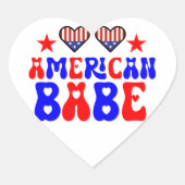 American Babe 4 Juli Herz-Aufkleber (Vorderseite)