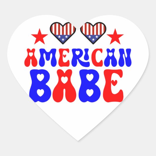 American Babe 4 Juli Herz-Aufkleber (Vorderseite)