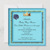 American Baby Shower Blue Gold Boy Einladung (Rückseite)