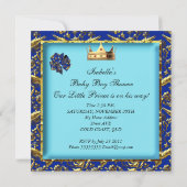 American Baby Shower Blue Gold Boy Einladung (Rückseite)