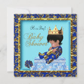 American Baby Shower Blue Gold Boy Einladung (Vorderseite)