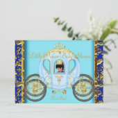 American Baby Shower Blue Gold Boy Einladung (Stehend Vorderseite)