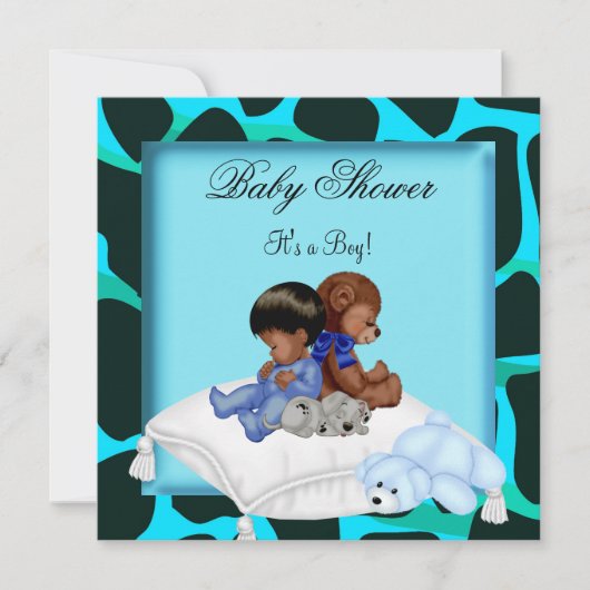 American Baby Shower Boy Animal Bear Einladung (Vorderseite)