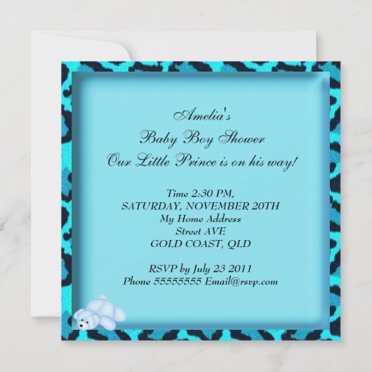 American Baby Shower Boy Animal Print Einladung (Rückseite)