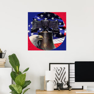 American Bald Adler, Bell und Flag Poster XLG Größ