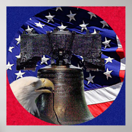 American Bald Adler, Bell und Flag Poster XLG Größ