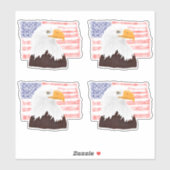 American Bald Adler und Flag - transparent. Aufkleber (Blatt)