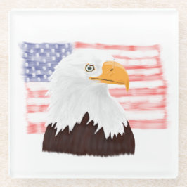 American Bald Adler und Flag - transparent. Glasuntersetzer
