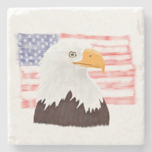 American Bald Adler und Flag - transparent. Steinuntersetzer