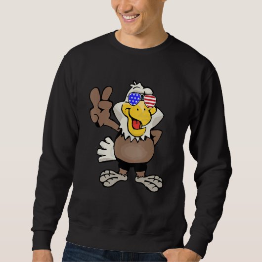 American Bald Eagle 4th of July Peace Sign Bird Lo Sweatshirt (Vorderseite)