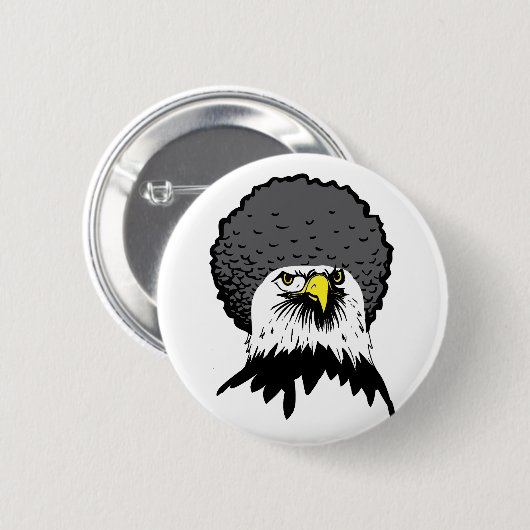 American Bald Eagle Afro Funny Button Abzeichen Bu (Vorne & Hinten)