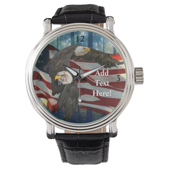 American Bald Eagle American Flag Armbanduhr (Vorderseite)