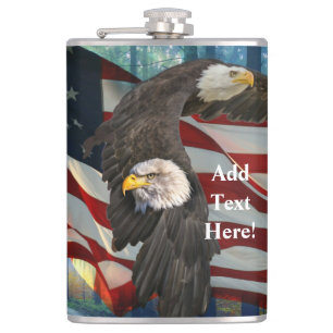 American Bald Eagle American Flag Flachmann