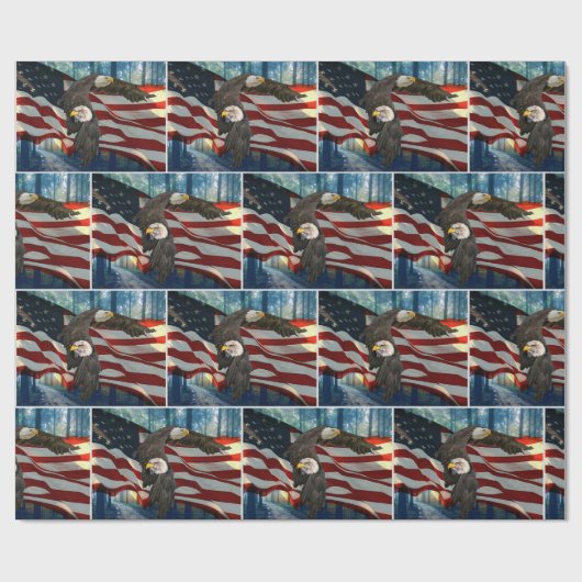 American Bald Eagle American Flag Geschenkpapier (Flach)
