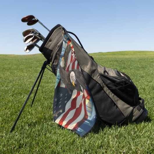 American Bald Eagle American Flag Golfhandtuch (Gras)
