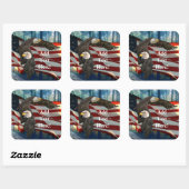 American Bald Eagle American Flag Quadratischer Aufkleber (Blatt)
