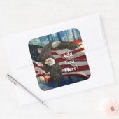 American Bald Eagle American Flag Quadratischer Aufkleber (Umschlag)