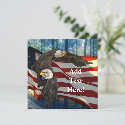 American Bald Eagle American Flag Save The Date (Stehend Vorderseite)
