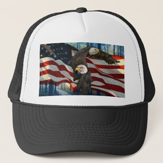 American Bald Eagle American Flag Truckerkappe (Vorderseite)