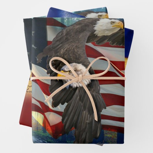 American Bald Eagle American Flag Wir Menschen Geschenkpapier Set (Beispiel)