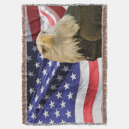 American Bald Eagle and Flag Throw Blanket Decke (Vorderseite Vertikal)
