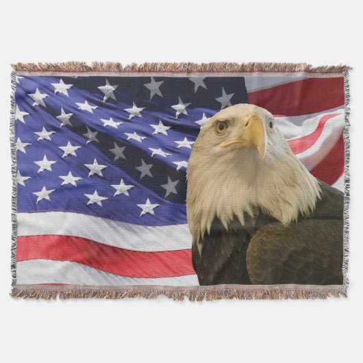 American Bald Eagle and Flag Throw Blanket Decke (Vorderseite)