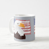 American Bald Eagle and Flag - transparent auf gra Kaffeetasse (Vorderseite Links)