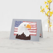 American Bald Eagle and Flag - transparent auf gra Karte (Gelbe Blume)
