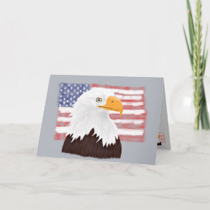 American Bald Eagle and Flag - transparent auf gra Karte