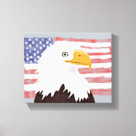 American Bald Eagle and Flag - transparent auf gra Leinwanddruck