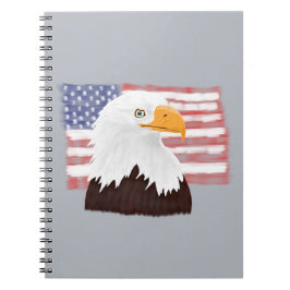 American Bald Eagle and Flag - transparent auf gra Notizblock