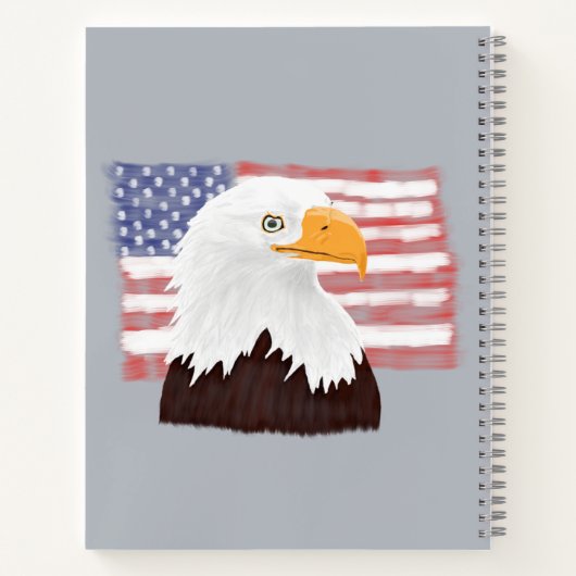 American Bald Eagle and Flag - transparent auf gra Notizblock (Rückseite)