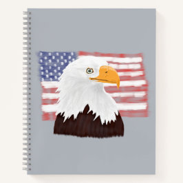 American Bald Eagle and Flag - transparent auf gra Notizblock