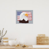 American Bald Eagle and Flag - transparent auf gra Poster (Küche)