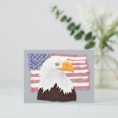 American Bald Eagle and Flag - transparent auf gra Postkarte (Stehend Vorderseite)