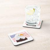 American Bald Eagle and Flag - Transparent White. Getränkeuntersetzer (Rechte Seite)