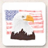 American Bald Eagle and Flag - Transparent White. Getränkeuntersetzer (Vorderseite)