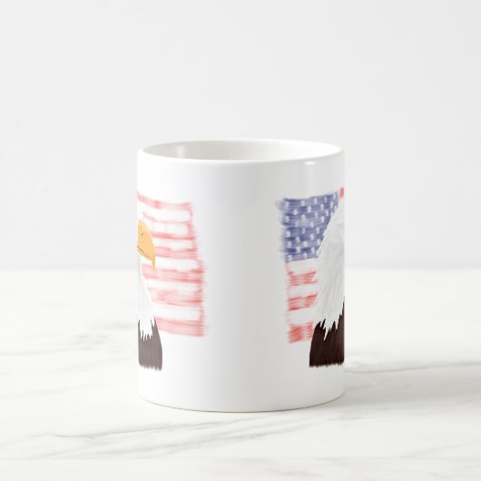 American Bald Eagle and Flag - Transparent White. Kaffeetasse (Mittel)