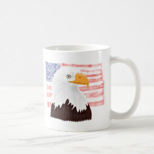 American Bald Eagle and Flag - Transparent White. Kaffeetasse