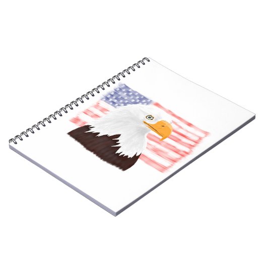 American Bald Eagle and Flag - Transparent White. Notizblock (Linke Seite)