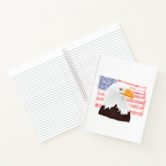 American Bald Eagle and Flag - Transparent White. Notizblock (Innenseite)