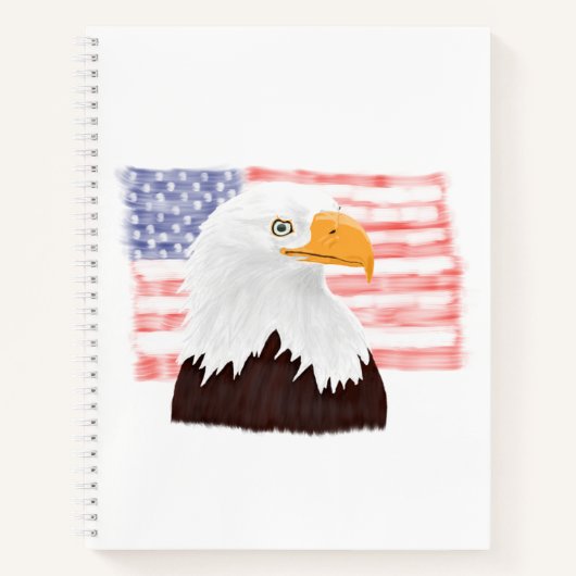 American Bald Eagle and Flag - Transparent White. Notizblock (Vorderseite)