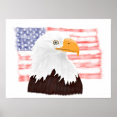 American Bald Eagle and Flag - Transparent White. Poster (Vorne)