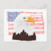 American Bald Eagle and Flag - Transparent White. Postkarte (Vorderseite)