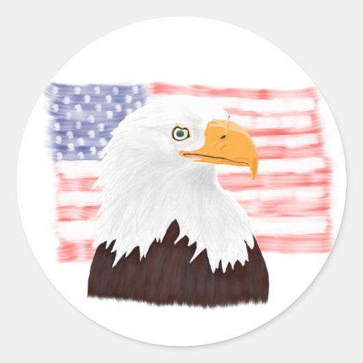 American Bald Eagle and Flag - Transparent White. Runder Aufkleber (Vorderseite)