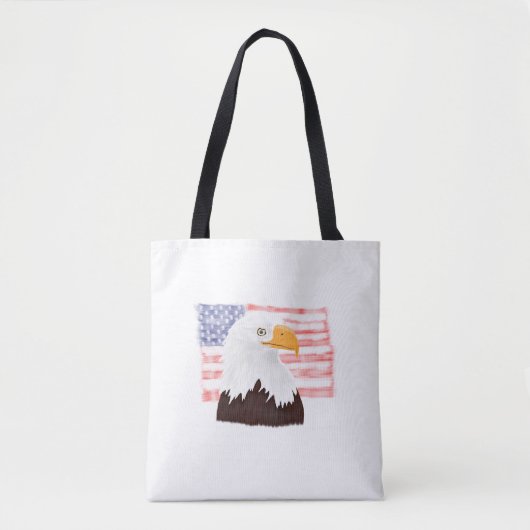 American Bald Eagle and Flag - Transparent White. Tasche (Vorderseite)